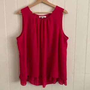 Lovely Rose + Olive sleeveless, pink blouse XL